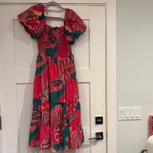 Floral Maxi Dress in Pink and Green